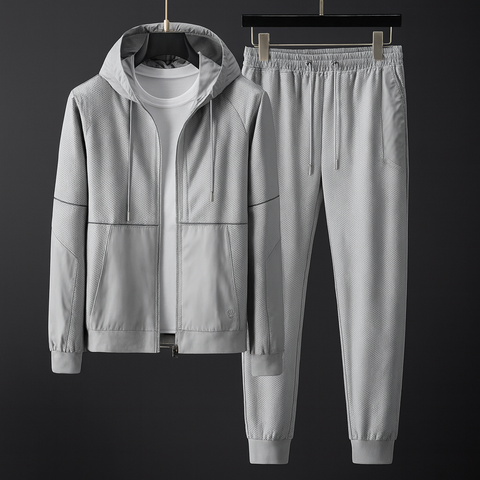 Rodrigo - Stilvolles Set aus Kapuzenjacke und Hose mit Mesh-Reißverschluss für Herren