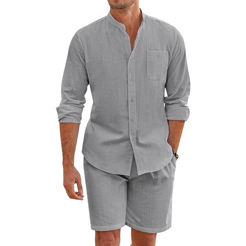 Lemuel - Elegantes und bequemes Set mit Langarmhemd und Shorts