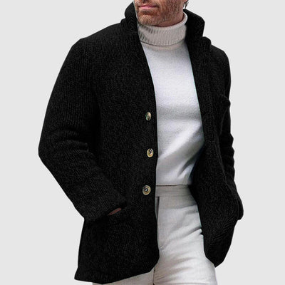 Xabier - Strukturierter Strickcardigan mit Stehkragen für Herren