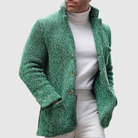 Xabier - Strukturierter Strickcardigan mit Stehkragen für Herren