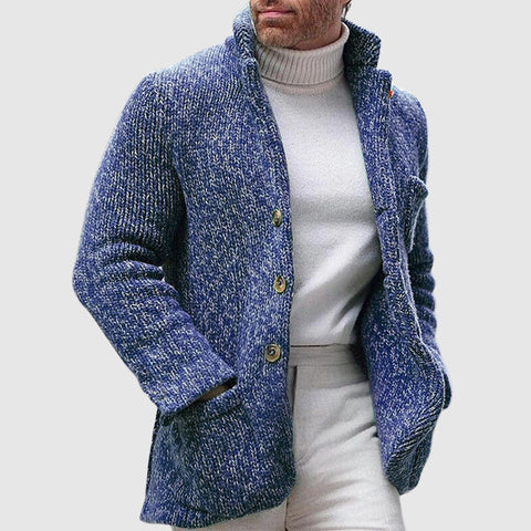 Xabier - Strukturierter Strickcardigan mit Stehkragen für Herren