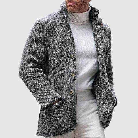 Xabier - Strukturierter Strickcardigan mit Stehkragen für Herren