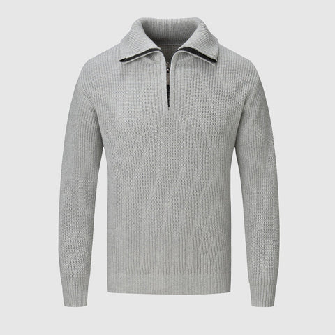 Roque - Stilvoller Strickpullover mit halbem Reißverschluss und hohem Kragen für Herren