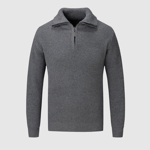 Roque - Stilvoller Strickpullover mit halbem Reißverschluss und hohem Kragen für Herren