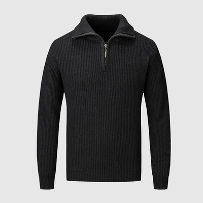 Roque - Stilvoller Strickpullover mit halbem Reißverschluss und hohem Kragen für Herren