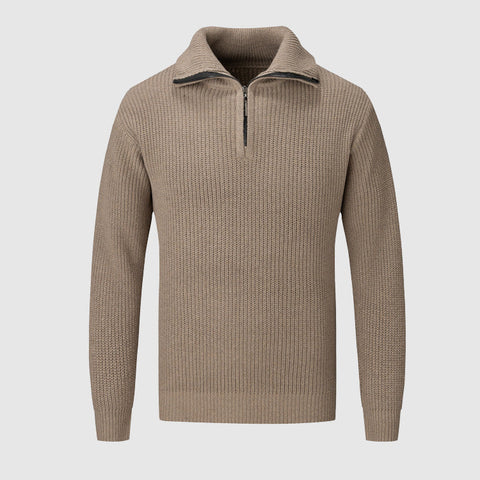 Roque - Stilvoller Strickpullover mit halbem Reißverschluss und hohem Kragen für Herren