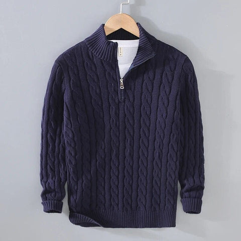 Russell - Stilvoller, warmer Strickpullover mit halbem Reißverschluss für Herren