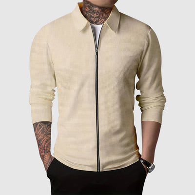 Theodor - Stilvolle, taillierte Strickjacke mit Reißverschluss für Herren