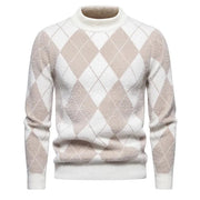 Wilson - Klassischer Strickpullover mit Rundhalsausschnitt und Rautenmuster für Herren