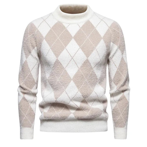 Wilson - Klassischer Strickpullover mit Rundhalsausschnitt und Rautenmuster für Herren