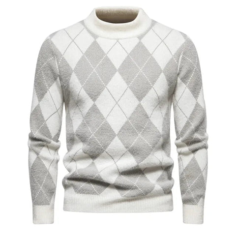 Wilson - Klassischer Strickpullover mit Rundhalsausschnitt und Rautenmuster für Herren