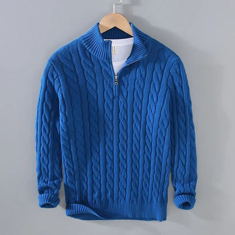 Russell - Stilvoller, warmer Strickpullover mit halbem Reißverschluss für Herren