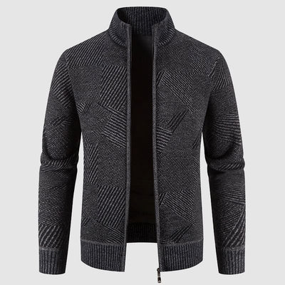 Bastian - Stilvolle Strickjacke mit Reißverschluss und geometrischem Muster für Herren