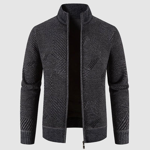 Bastian - Stilvolle Strickjacke mit Reißverschluss und geometrischem Muster für Herren