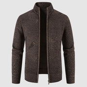 Bastian - Stilvolle Strickjacke mit Reißverschluss und geometrischem Muster für Herren