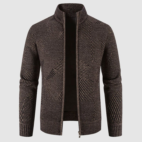 Bastian - Stilvolle Strickjacke mit Reißverschluss und geometrischem Muster für Herren