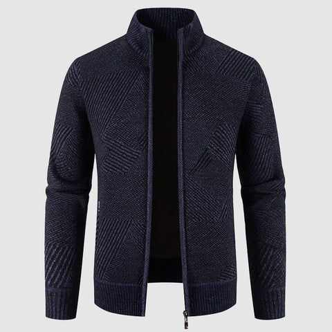 Bastian - Stilvolle Strickjacke mit Reißverschluss und geometrischem Muster für Herren