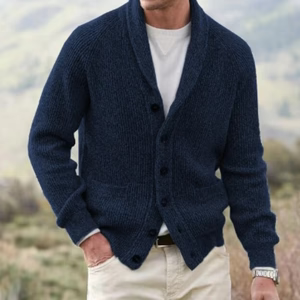 Garrett - Klassische Strickjacke mit Schalkragen und Taschen für Herren