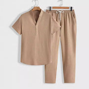 Jayden - Lässiges, elegantes Shirt mit V-Ausschnitt und Hose für Herren