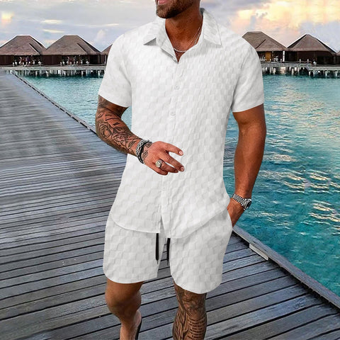 Gregor - Stylisches Jacquard-Polohemd mit Knöpfen und kurze Hose für Herren