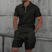 Almir - Lässiges Polohemd mit halbem Reißverschluss und Shorts im Set für Herren