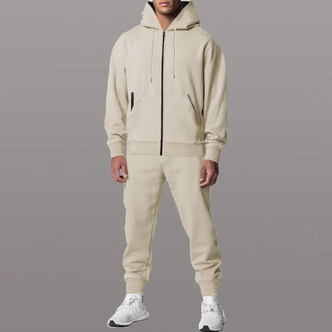 Nicolo - Lässiges, stilvolles Set aus Reißverschlussjacke mit Kapuze und Hose für Herren