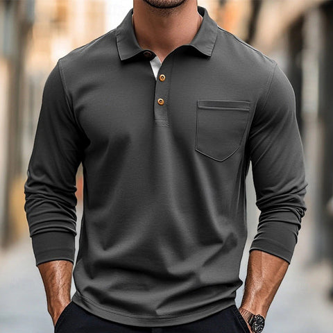 Albert - Lässiges Slim-Fit-Langarm-Poloshirt