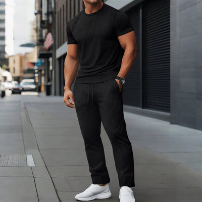 Galvin - Lässiges, schmal geschnittenes Set aus T-Shirt und Hose für Herren