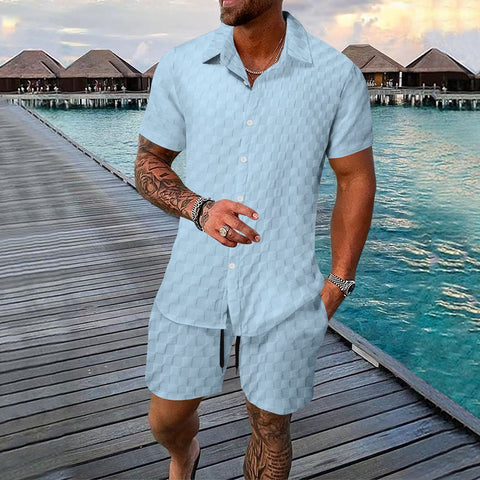 Gregor - Stylisches Jacquard-Polohemd mit Knöpfen und kurze Hose für Herren