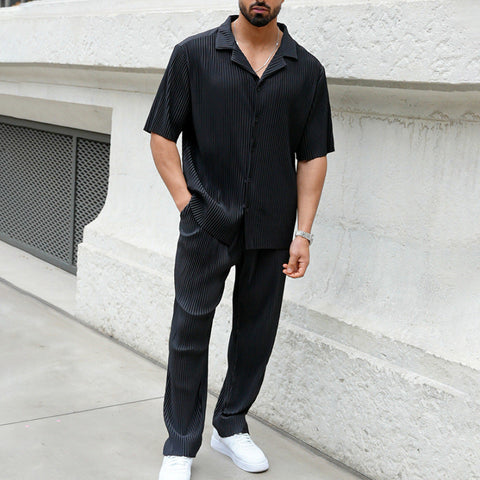 Florentin - Stilvolles Set aus gestricktem Polohemd mit Knopfleiste und Hose für Herren