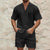 Andrius - Elegantes, stilvolles Polohemd mit Knöpfen und Shorts im Set für Herren