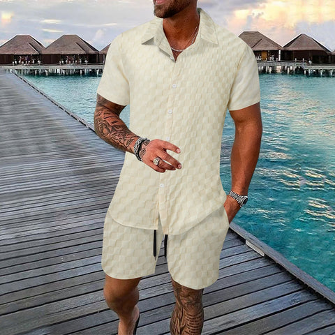 Gregor - Stylisches Jacquard-Polohemd mit Knöpfen und kurze Hose für Herren