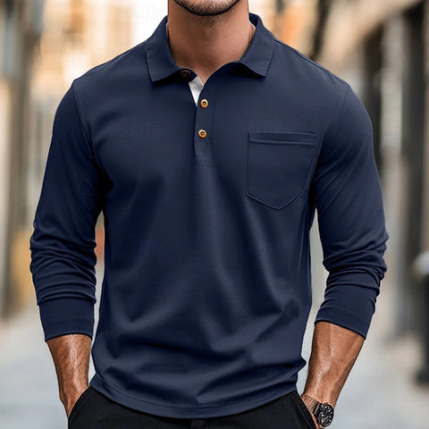 Albert - Lässiges Slim-Fit-Langarm-Poloshirt