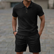 Elvio - Lässiges Slim-Fit-Polohemd und Shorts im Set für Herren