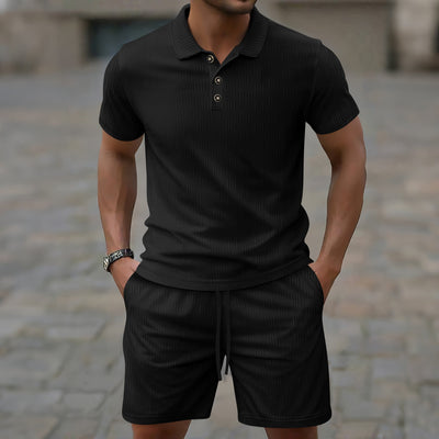 Elvio - Lässiges Slim-Fit-Polohemd und Shorts im Set für Herren