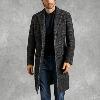 Edwin - Eleganter karierter langer Trenchcoat für Herren