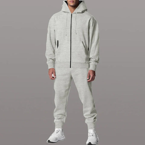 Nicolo - Lässiges, stilvolles Set aus Reißverschlussjacke mit Kapuze und Hose für Herren