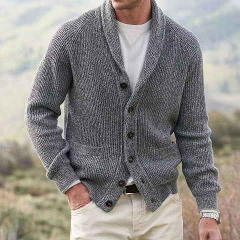 Garrett - Klassische Strickjacke mit Schalkragen und Taschen für Herren