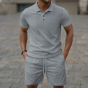 Elvio - Lässiges Slim-Fit-Polohemd und Shorts im Set für Herren