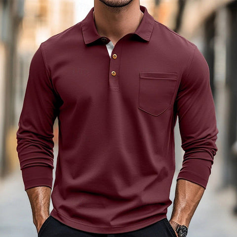 Albert - Lässiges Slim-Fit-Langarm-Poloshirt