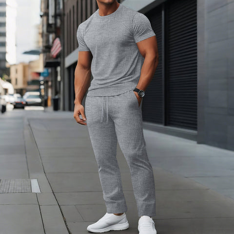 Galvin - Lässiges, schmal geschnittenes Set aus T-Shirt und Hose für Herren