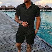 Gregor - Stylisches Jacquard-Polohemd mit Knöpfen und kurze Hose für Herren