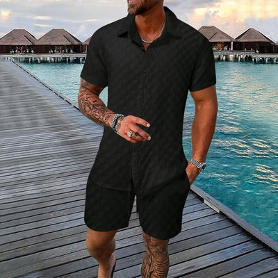 Gregor - Stylisches Jacquard-Polohemd mit Knöpfen und kurze Hose für Herren