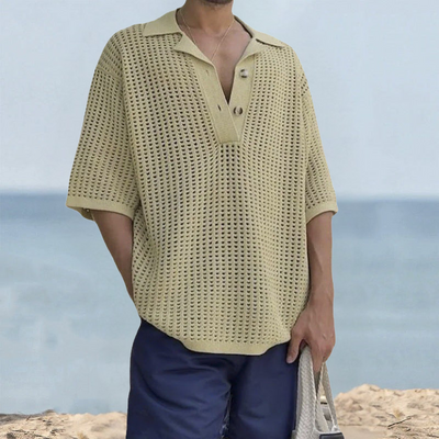 Simion - Lässiges Strickhemd in Oversize-Passform für Herren