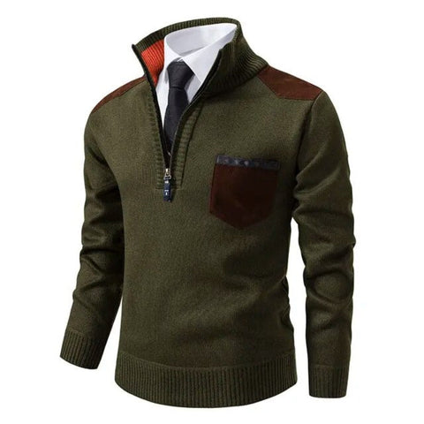 Walter - Lässiger Strickpullover mit Reißverschluss und Brusttaschen für Herren