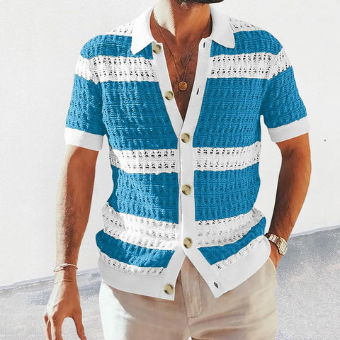 Daniel - Elegantes gestreiftes Poloshirt aus Strick mit Knöpfen