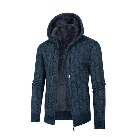 Thanasis - Lässige Kapuzenjacke mit Reißverschluss und Rautenmuster für Herren