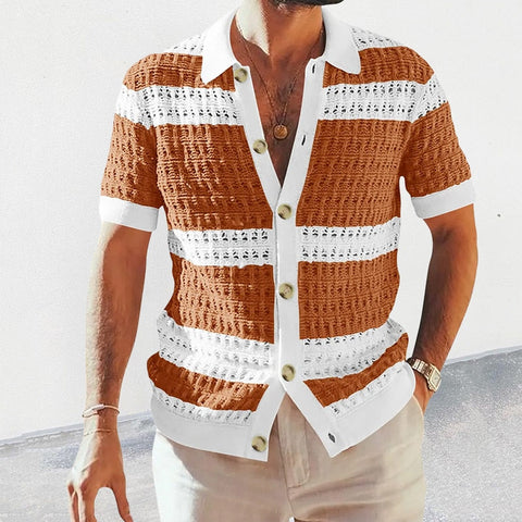 Daniel - Elegantes gestreiftes Poloshirt aus Strick mit Knöpfen