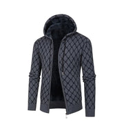 Thanasis - Lässige Kapuzenjacke mit Reißverschluss und Rautenmuster für Herren