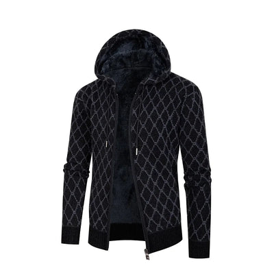 Thanasis - Lässige Kapuzenjacke mit Reißverschluss und Rautenmuster für Herren
